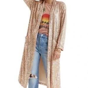 Anthropologie BB Dakota Gold Sequin Duster - Sz XS